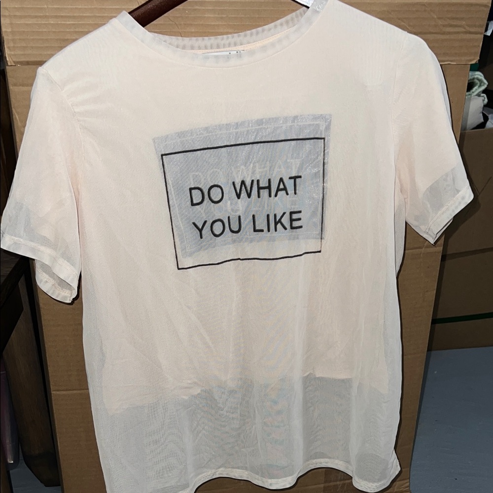 Bershka Cream Mesh Detail Top